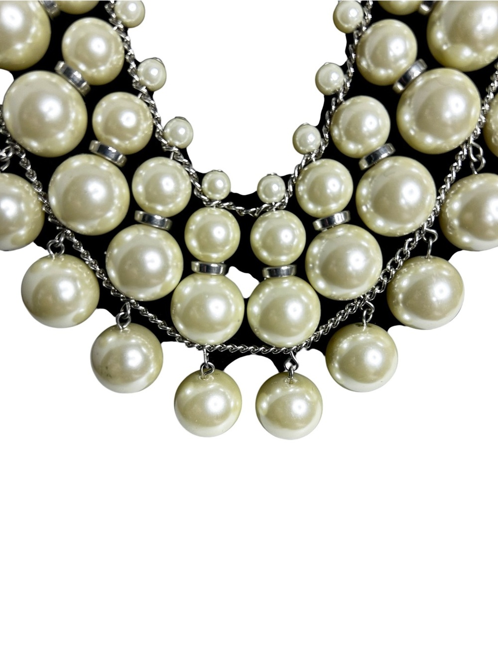 Vintage Pearl Bib Necklace Gilded Age Revival Adjustable Cosplay Statement - Picture 5 of 8